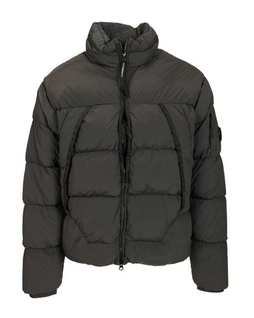 C P Company Black Hooded Down Jacket Jackets Grey for men