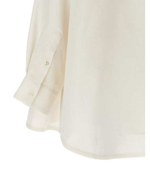 Sacai White Overlapping Shirt Silk Dress