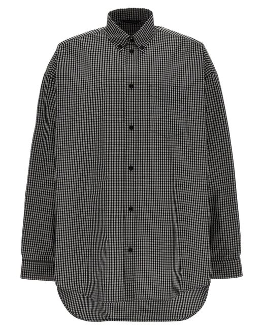 Balenciaga Gray Check Print Shirt Shirt, Blouse for men