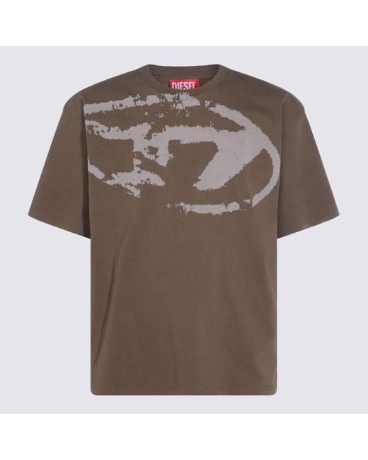 DIESEL Brown Cotton T-Shirt for men
