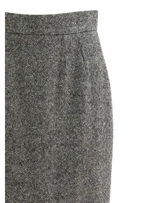Dolce & Gabbana Gray Midi Skirt With Textured Knit