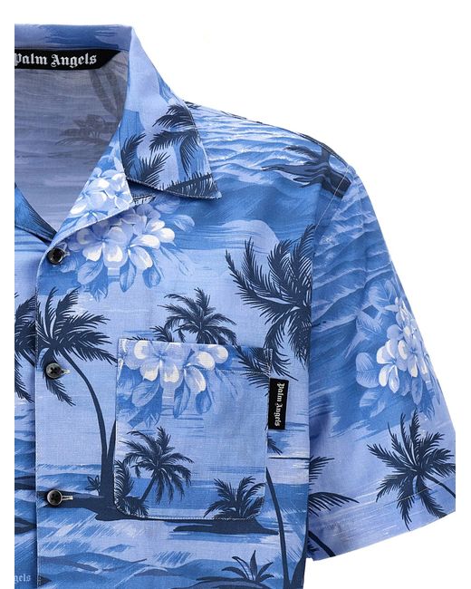 Palm Angels Blue 'Sunset' Shirt for men
