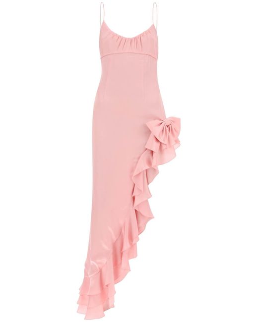 Alessandra Rich Pink Asymmetrical Dress With Frills