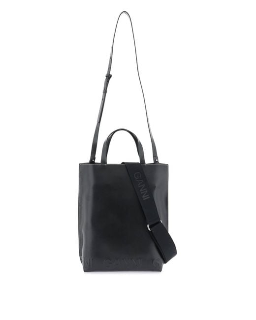 【Ganni】Medium Ganni Boo tote Bag - Black Ganni Medium Tote Bag in Black | Lyst