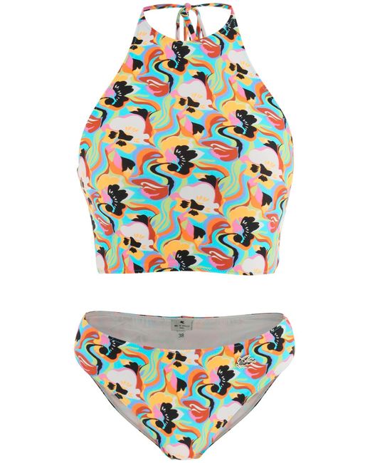 Etro Gray Multicolored Floral Bikini Set