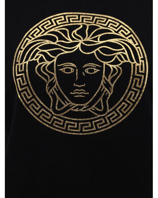 T-shirt in cotone con logo Medusa di Versace in Black