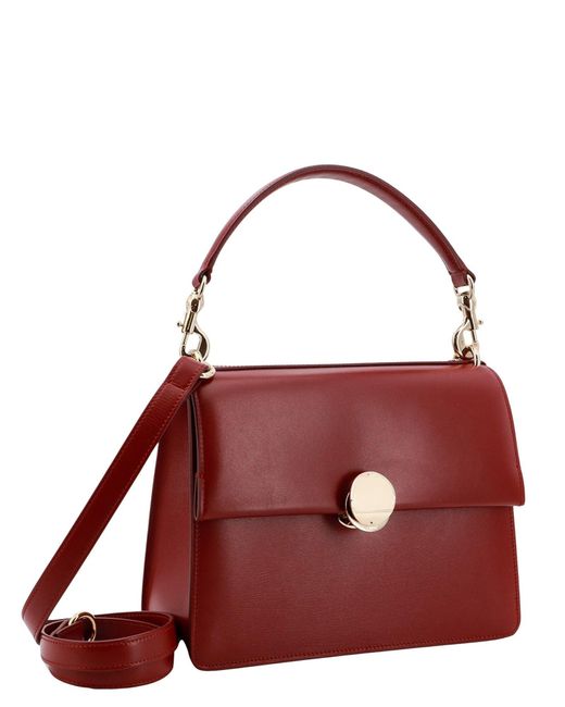 Chloé Red Leather Handbag With Metald Details