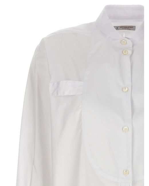 Alberto Biani White Long Plastron Tuxedo Shirt Shirt, Blouse