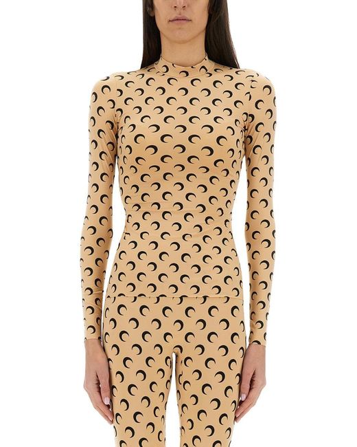 MARINE SERRE Natural Moon" Turtleneck T-Shirt