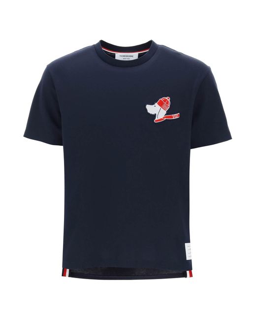 Thom Browne Blue Hector Patch T-Shirt With for men