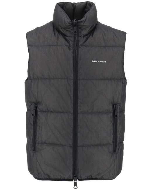 DSquared² Black Ripstop Puffer Vest for men