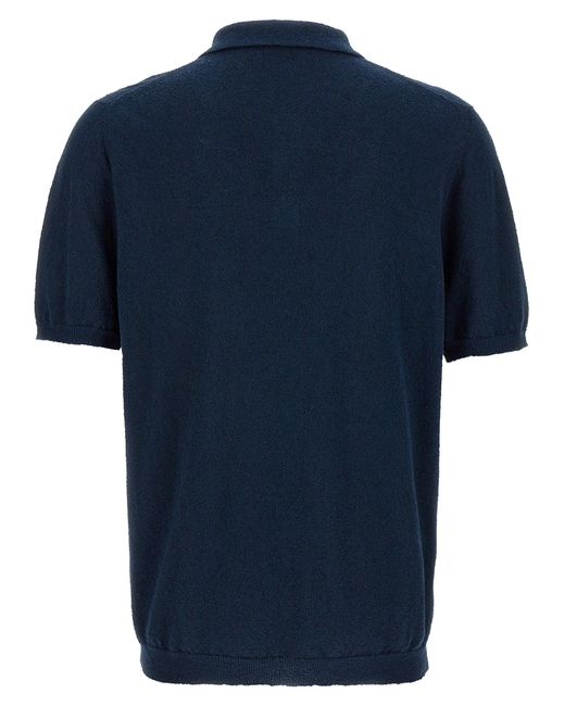 Roberto Collina Blue Spongy Cotton Shirt Polo for men