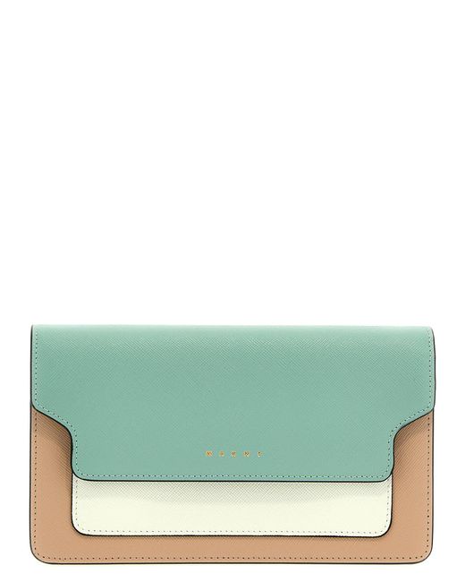 Marni Green Wallet With Shoulder Strap Wallets, Card Holders
