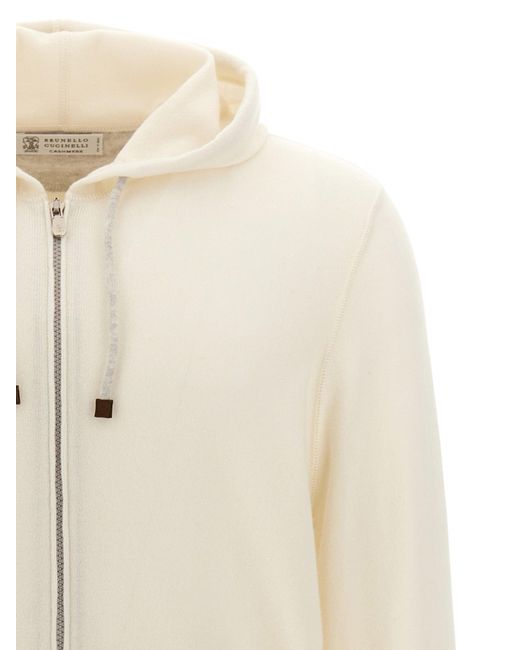 Brunello Cucinelli White Cashmere Cardigan Sweater, Cardigans for men
