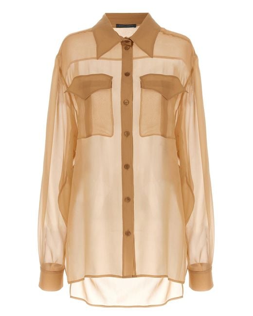 Alberta Ferretti Natural Shirt With Pointed Collar And Patch Pockets