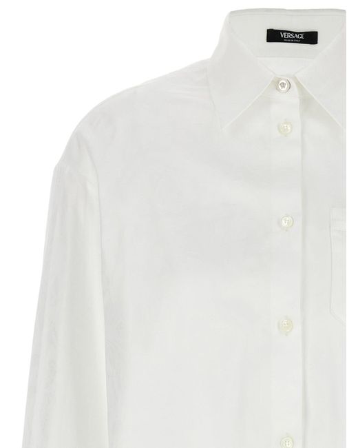 Versace White Broccato Shirt, Blouse