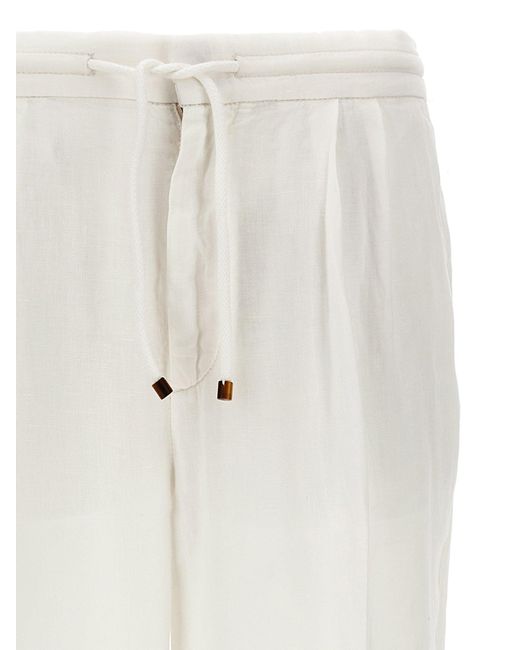 Linen Pence Pantaloni Bianco di Brunello Cucinelli in White da Uomo