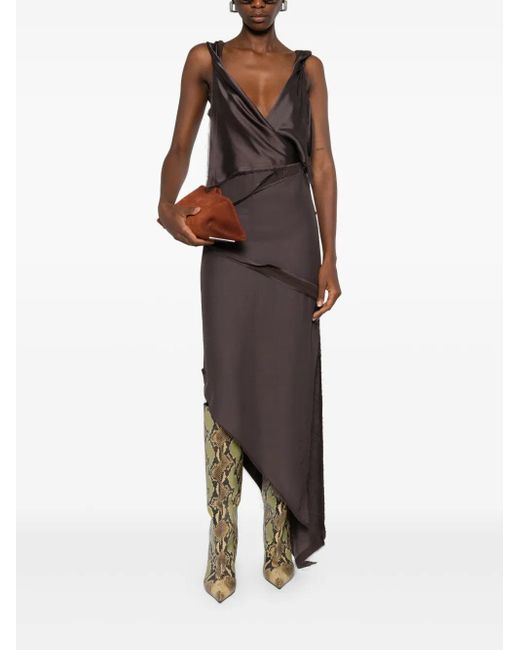 The Attico Brown Midi Dress With Twisted Detail