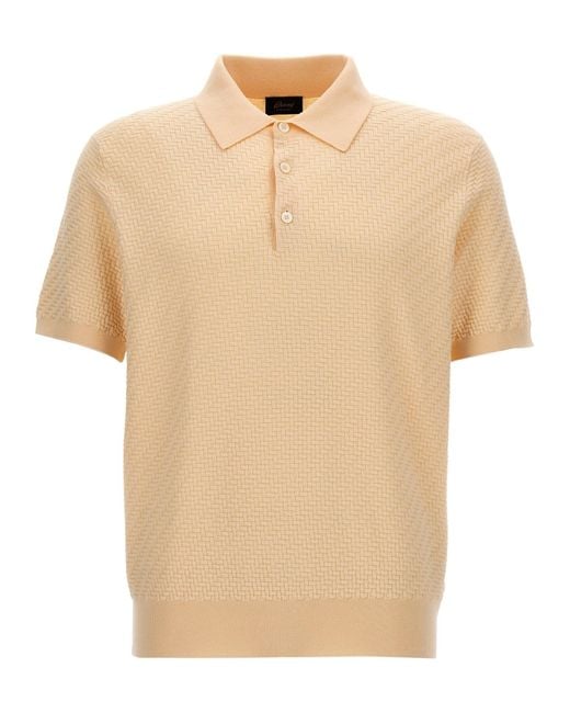 Brioni Natural Woven Knit Shirt Polo for men