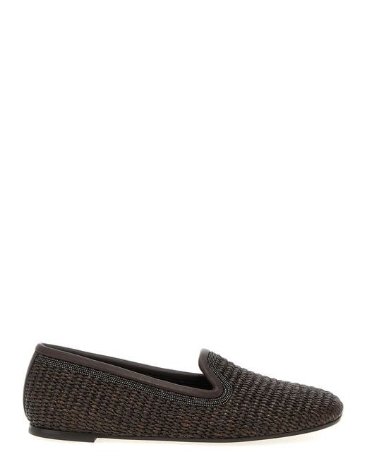 Brunello Cucinelli Brown 'Precious Trim' Slippers