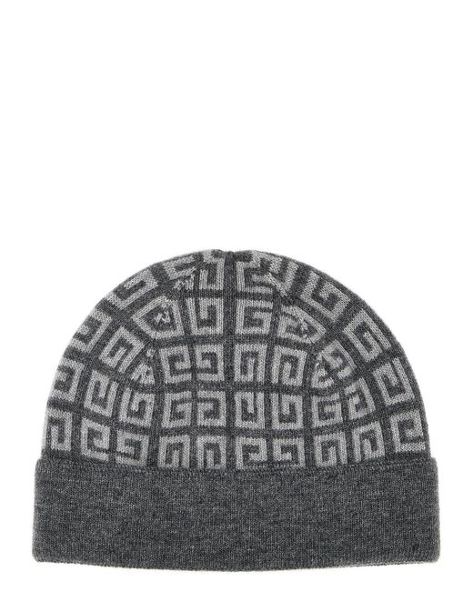 Givenchy Gray Logo Beanie Hats