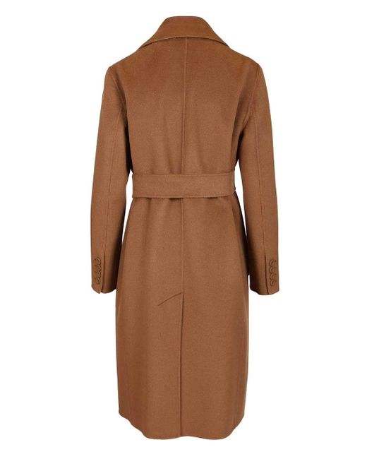 Max Mara Brown Double-Breasted Cashmere And Wool Coat Coats