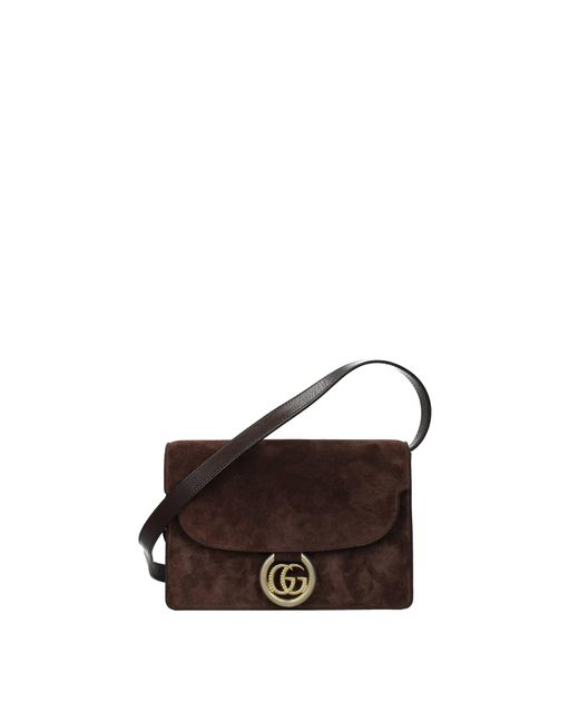 Gucci Crossbody Bag Suede Brown Lyst
