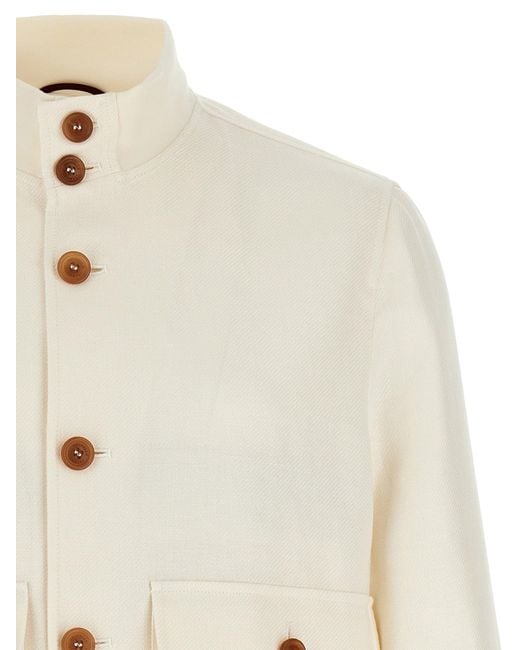 Brunello Cucinelli White Linen Jacket for men