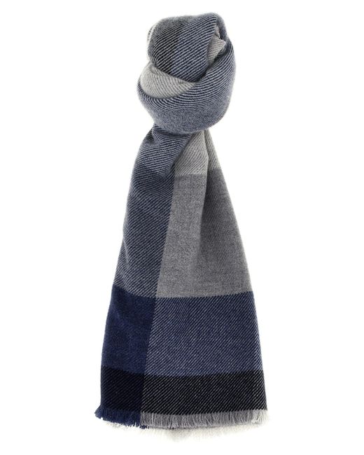 Brunello Cucinelli Blue Check Scarf for men