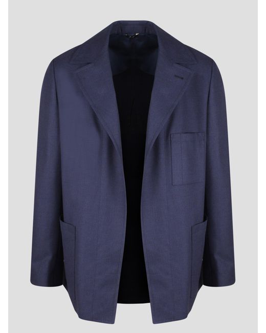Single-breasted wool blazer di Fendi in Blue da Uomo