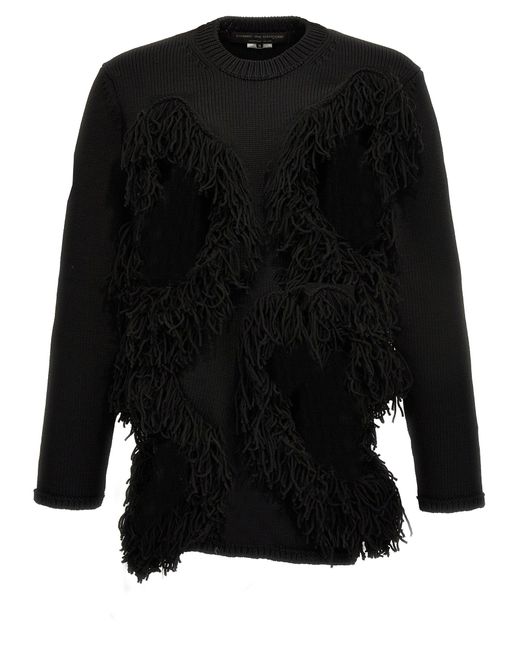 Comme des Garçons Black Cut-out And Fringed Sweater Sweater, Cardigans for men