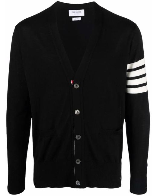 Thom Browne Black 4Bar Wool Cardigan for men