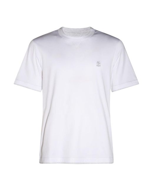 Brunello Cucinelli White T-shirts And Polos Light And Natural for men