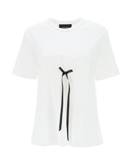 Simone Rocha White A Line T Shirt With Bow Detail