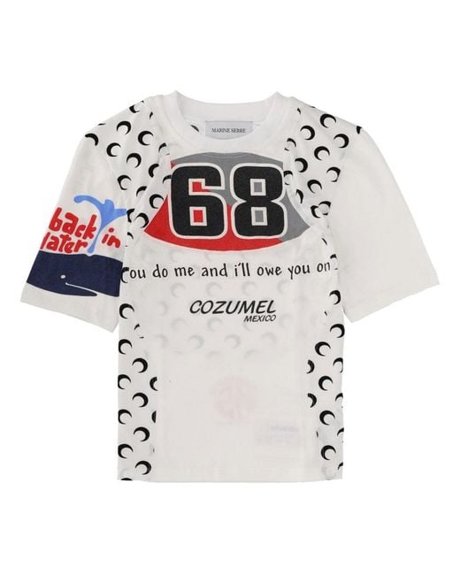 MARINE SERRE White "Regenerated Graphic" T-Shirt