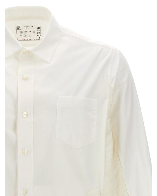 Nylon Insert Shirt Camicie Bianco di Sacai in White da Uomo
