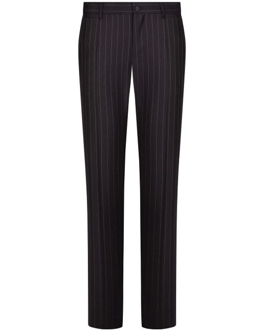 Pantaloni sartoriali gessati di Dolce & Gabbana in Black da Uomo