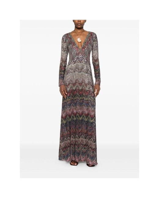 Missoni Multicolor Long Dress With Lamã And Zigzag Sequins