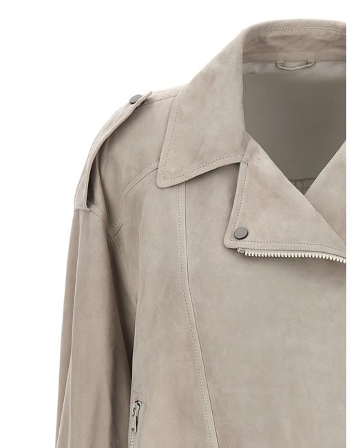 Suede Jacket Giacche Grigio di Brunello Cucinelli in Gray