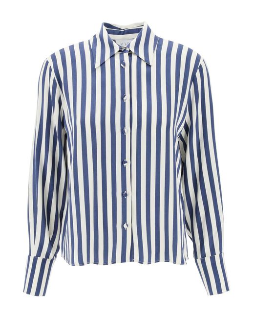 MVP WARDROBE Blue "Striped Charmeuse Shirt By Le