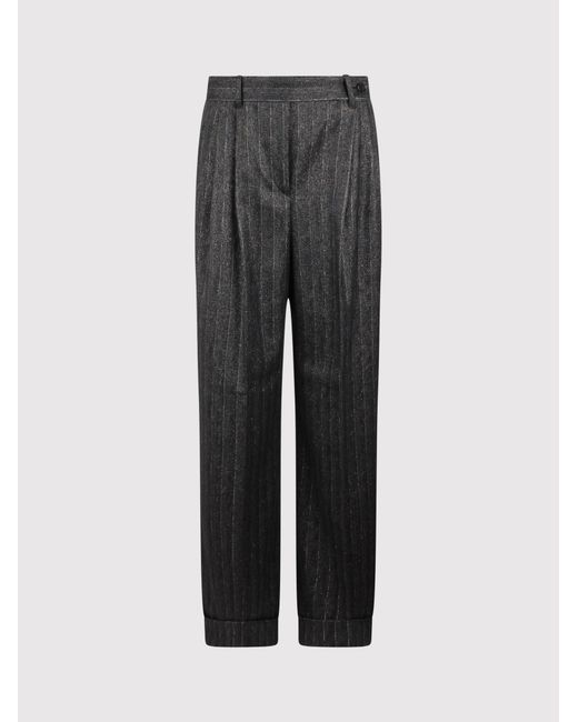 Alberta Ferretti Gray Pinstriped Palazzo Trousers