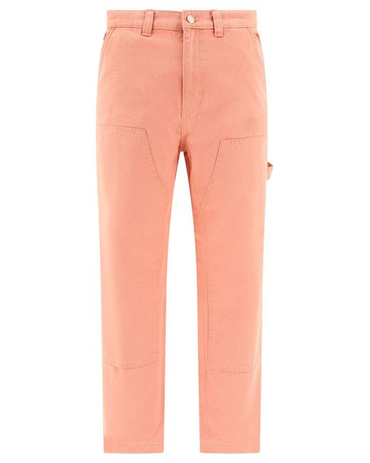 Stussy Pink Canvas Work Trousers for men
