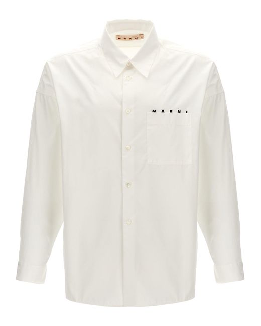 Logo Print Shirt Camicie Bianco di Marni in White da Uomo