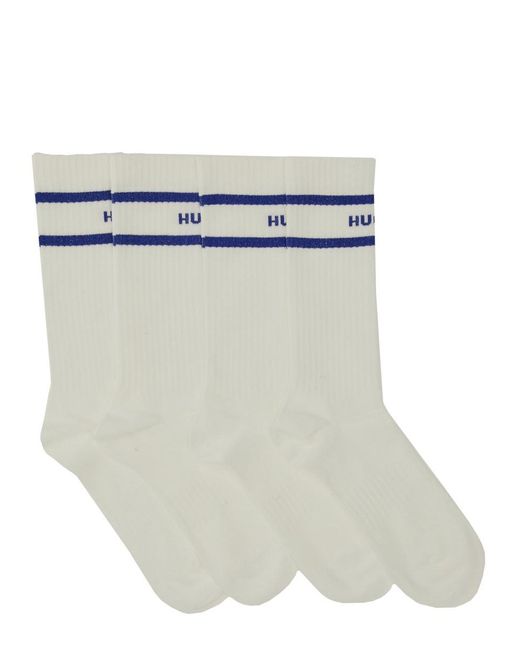 Boss White Set Of Two Socks With Logo for men