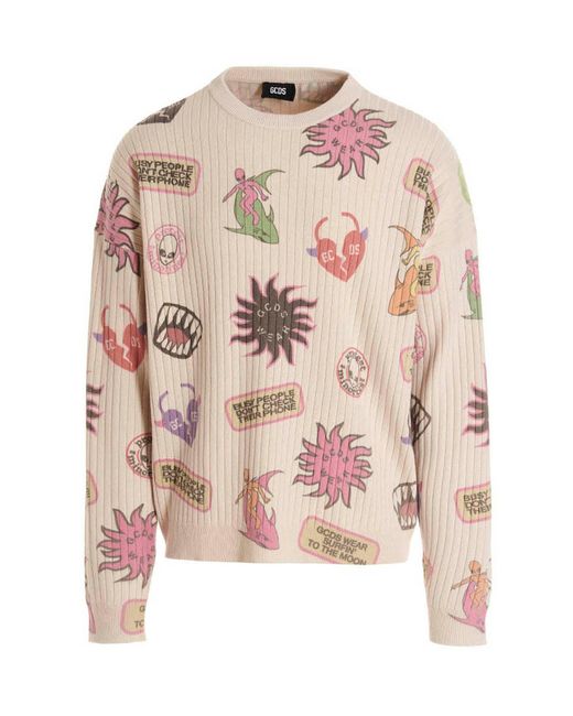 Gcds Pink 'surfing Weirdo' Sweater for men