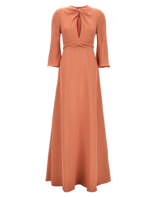Giambattista Valli Orange Long Crepe Dress Dresses