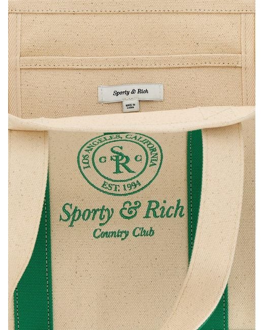 Sporty & Rich Green Logo Shopping Bag Tote Bag