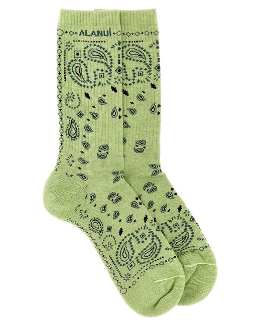 Alanui Green Bandana Socks