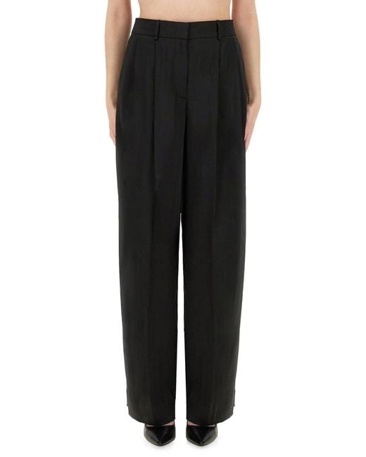 Michael Kors Black High-Waisted Wide Leg Pants With Pleated Front