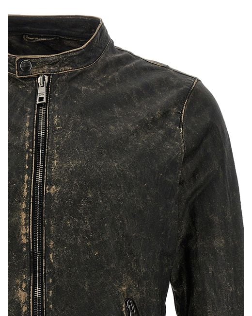Giorgio Brato Black Vintage Leather Jacket Casual Jackets, Parka for men